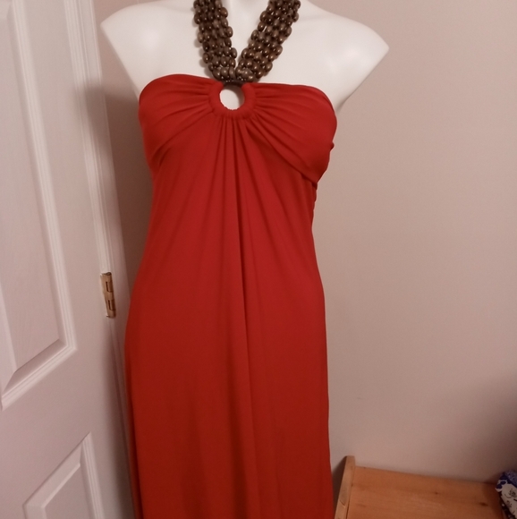Red halter midi dress - Picture 1 of 2